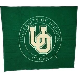 Biederlack University of Oregon Ducks Vtg Green Acrylic Throw Blanket Soft‎